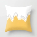 Modern geometric pillow cover with yellow wave pattern and black minimalist lines - Minimalist Wave Pattern Style (DRD43-1) / 45x45CM No Pillow Core