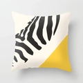 Modern minimalist square pillowcase with artistic black zebra stripes and yellow geometric block - Zebra Stripe Geometric Style (DRD43-7) / 45x45CM No Pillow Core