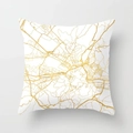 White minimalist square pillowcase with gold mustard yellow abstract geometric map lines - Abstract Map Line Style (DRD43-6) / 45x45CM No Pillow Core