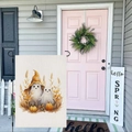 Thanksgiving garden flag with maple leaf pumpkins and cute ghosts on burlap - Hyqt51-24
