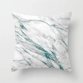 Modern marble texture peach skin velvet square pillowcase in white and turquoise colors - Teal Glitter Veined Marble Style (DRD104-5) / 45x45cm