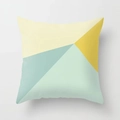 Modern geometric decorative pillow cover with yellow and mint green triangle pattern - Three-Color Geometric Patchwork Style (DRD43-4) / 45x45CM No Pillow Core