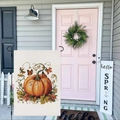 Autumn harvest garden flag with orange pumpkins and maple leaves for outdoor home decor - Hyqt51-25