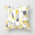 Modern geometric pillow case with yellow and grey triangle pattern for sofa - Geometric Collage Art Style (DRD43-10) / 45x45CM No Pillow Core
