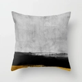 Moderner abstrakter Kissenbezug mit grauer Tinte und goldenen Glitzerdetails - 45x45 cm / Abstraktes Tintenspritzer-Muster (DRD11-2)