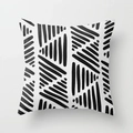 Modern black and white geometric line pattern peach skin square throw pillow cover - Hand-painted Brushstroke Geometric (DRD11-3)