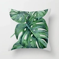 Housse de coussin carrée avec motif de feuille de monstera tropicale verte - Monstera Aquarelle (DRD9-7) / 45x45 cm