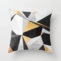 Modern geometric peach skin pillowcase with black, white, and gold metallic accents - Irregular Polygon Color Block (DRD11-9)