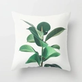 Housse de coussin carrée en polyester avec motif de feuille de plante tropicale sur fond blanc - Verdure Réaliste (DRD9-9) / 45x45 cm