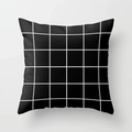 Minimalist square throw pillow cover with white grid pattern on black peach skin fabric - Simple Grid Pattern (DRD11-7)