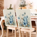Oster-Stuhlhussen mit blauen Blumenmustern und Ostereiern für festliche Tischdekoration - 49*58cm / Blauer Blumendruck Ostereier (TYTDR116-4)