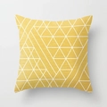 Modern yellow peach skin pillowcase with white geometric triangle patterns for home decor - Bright Yellow Geometric Triangle (DRD11-8)