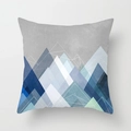 Moderner abstrakter Kissenbezug mit blauem Bergmuster aus weichem Pfirsichhaut-Stoff - 45x45cm / Dunkelblaue abstrakte Berge (DRD29-3)