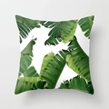 Square polyester pillowcase featuring vibrant green tropical banana leaf prints on white - Tropical Banana Leaf (DRD9-1) / 18x18 Inch