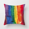 Noords abstract kussensloop met geometrische regenboogstrepen en een aquarel-ontwerp - Aquarel Kunst Regenboog Streep Stijl (YMDDRD40-5) / 45x45 cm
