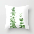 Tropical eucalyptus watercolor pattern pillowcase on white polyester fabric - Eucalyptus Watercolor (DRD9-11) / 18x18 Inch