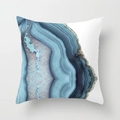 Square throw pillow with blue agate marble texture print on soft peach skin fabric - 45x45cm / Sky Blue Agate Slice (DRD29-7)