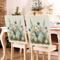 Easter floral bunny chair back covers in blue wildflower design, 2-piece set for home decor - 49*58cm / Easter Wildflowers Egg Print (TYTDR116-7)