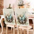 Easter chair covers set of 2 with blue floral rabbit nest design on fabric - 49*58cm / Bird Nest Eggs Ribbon Print (TYTDR116-8)