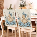 Easter chair covers set featuring blue floral bunny design for holiday dining decor - 49*58cm / Bow Cartoon Duck Blue Flowers Print (TYTDR116-13)