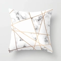 Federa per cuscino in marmo moderno con linee oro rosa in tessuto pesca - Stile Marmo Bianco Oro (DRD13-3)