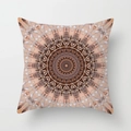 Federa per cuscino mandala bohémien in poliestere con motivi geometrici su sfondo bianco puro - Mandala Bronzo (DRD53-3)