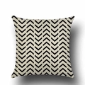 Nordic black and white geometric linen throw pillow case with modern herringbone pattern - 45x45cm / Classic Herringbone (YMD18-5)