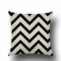 Nordic black and white geometric linen cushion cover with modern chevron patterns - 45x45cm / Herringbone Wave (YMD18-4)