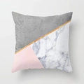Federa per cuscino moderna in marmo con accenti grigi, rosa e oro geometrici - Stile Marmo A Blocchi Di Colore Geometrico (DRD13-7)