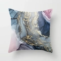 Modern marble pattern throw pillow case in navy blue pink and gold glitter fluid art - Gold Foil Fluid Art Style (DRD13-6)