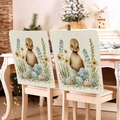 Easter chair covers set of 2 featuring blue floral duck and egg patterns for home decor - 49*58cm / Yellow Duckling Spotted Egg Print (TYTDR116-23)