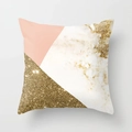 Pink and gold marble geometric cushion cover with glitter texture and peach skin fabric - Pink Gold Geometric Glitter Style (DRD26-10)
