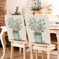 Easter chair back cover with blue floral bunny and eucalyptus print in rustic style - 49*58cm / Eucalyptus Egg Blue Jar Print (TYTDR116-24)