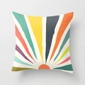 Detailed view of square cushion cover with modern abstract sunrise pattern on fabric - Radial Colorful Lines (DRD33-18)