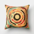 Detail of square cushion cover with retro abstract sunrise geometric concentric patterns - Vintage Abstract Concentric Circles (DRD33-17)