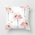 Square flamingo and pug watercolor polyester pillow for home decorative sofa cushion - 18x18 Inch / Watercolor Flamingo and Pug (DRD56-9)
