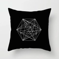 Cojín geométrico nórdico en tela de piel de melocotón negra con patrón hexagonal blanco - 45x45 cm / Geométrico de Estrella Moderna (DRD27-1)