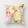Kissenbezug aus Pfirsichhaut mit rosa Pfingstrosen und Paris-Motiv für Sofas - 45x45 cm / Französischer Vintage Paris Pfingstrosen-Stil (DRD32-2)