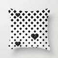 Nordic square pillow case with black geometric hearts and diamond pattern on white fabric - 18x18 Inch / Geometric Heart Rhombus (DRD27-6)