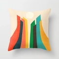 Detail of soft square cushion cover featuring a colorful abstract sunrise geometric pattern - Minimalist Vertical Color Blocks (DRD33-19)