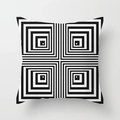 Modern square pillow case with black and white geometric radiant square pattern print - 18x18 Inch / Radioactive Geometric Frame (DRD27-8)