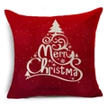 Red linen Christmas pillowcase with white Merry Christmas text tree on white background - Red Christmas Tree Lettering (YMDS3-1)