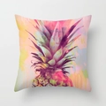 Detailed view of artistic pineapple print on a linen cushion cover with watercolor dots - 45x45cm / Stylized Watercolor Pineapple (YMD39-6)
