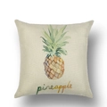 Detailed texture of linen throw pillow cover featuring a watercolor pineapple design - 45x45cm / Hand-painted Watercolor Pineapple (YMD39-10)