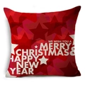Housse de coussin de Noël en lin rouge avec motifs d'étoiles et texte de vacances - Bénédiction de Lettrage Pentagramme Rouge (YMDS3-5)