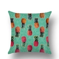 Detailed fabric texture of a linen pineapple pillow case with tropical mandala pattern - 45x45cm / Mandala Pineapple (YMD39-12)