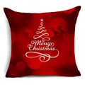 Housse de coussin de Noël en lin rouge avec renne et sapin pour décoration de fête - Sapin de Noël Spirale Rouge Renne (YMDS3-7)