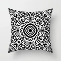 Nordic geometric peach skin pillowcase with black and white tribal mandala pattern - 18x18 Inch / Tribal Totem Mandala (DRD27-14)
