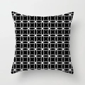 Modern black square pillow case with white interlocking circle geometric patterns - 18x18 Inch / Interlocking Ring Geometry (DRD27-15)