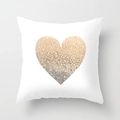 Square white pillowcase featuring a textured golden glitter heart pattern on the front - 18x18 Inch / Heart Pattern (DRD25-4)